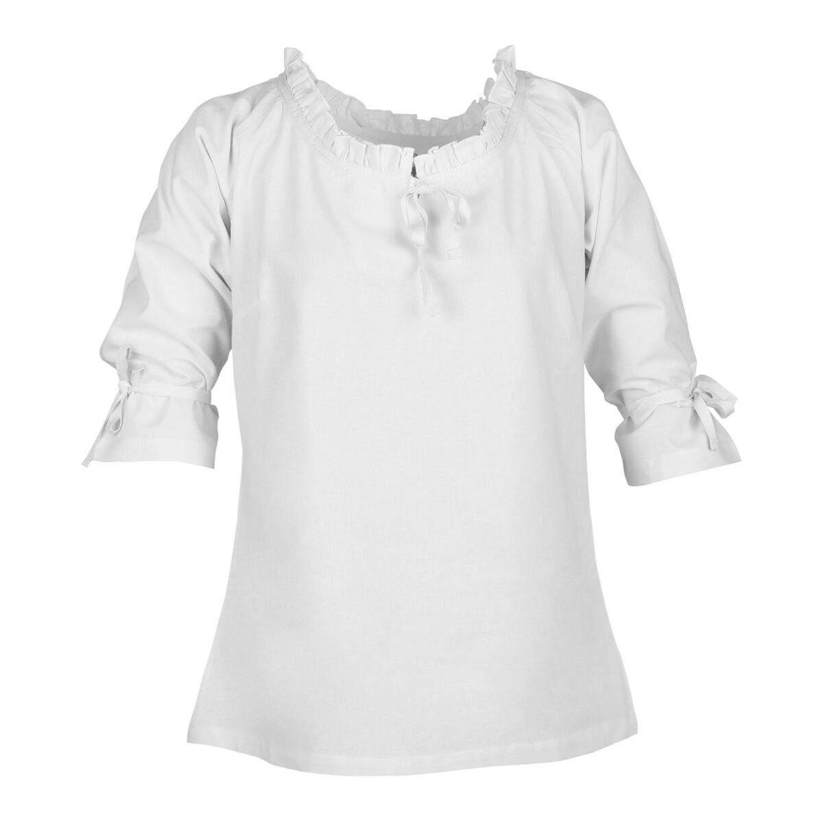 Birga middelalderbluse med 3/4 ærmer, hvid M