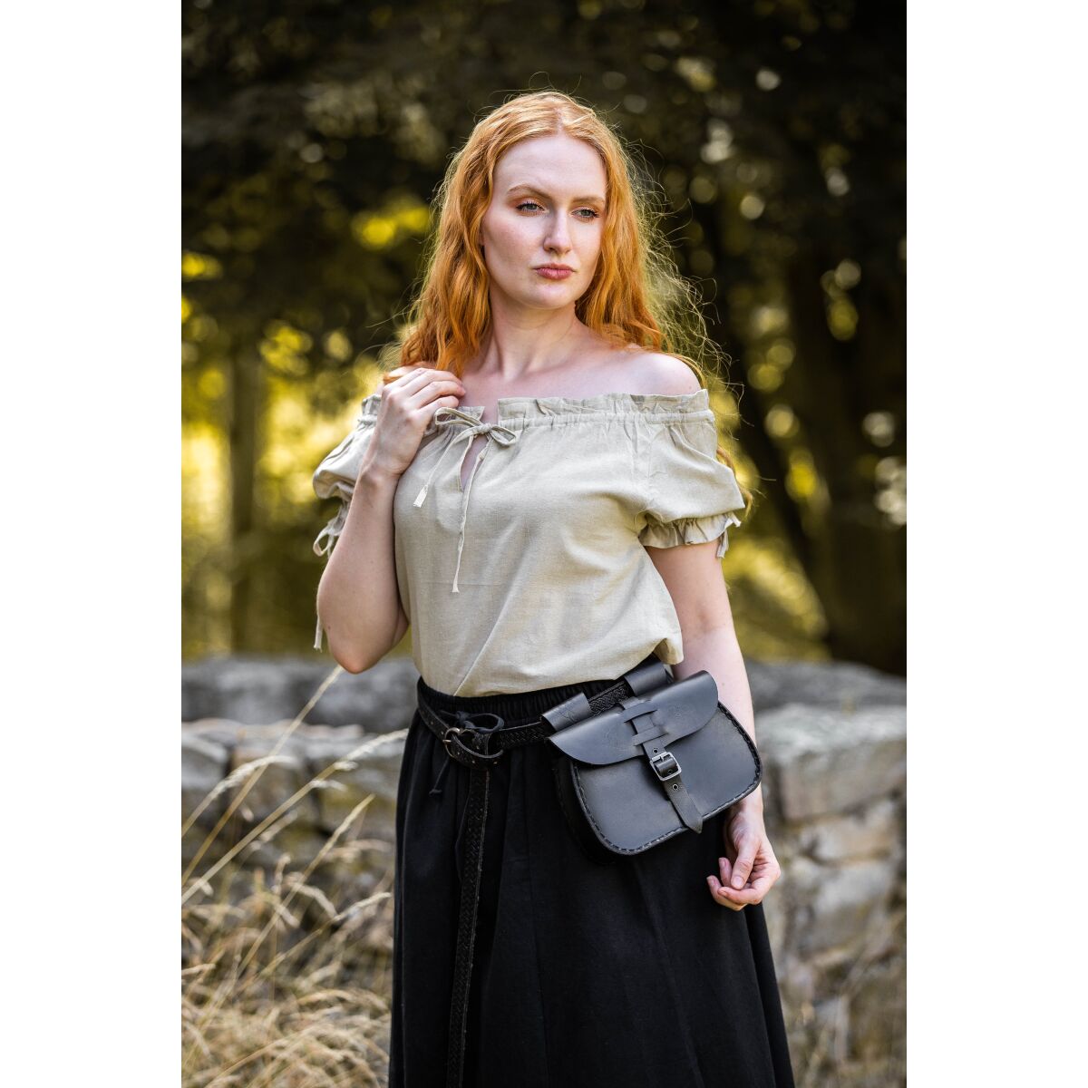 Middelalderlig sommerbluse "Otilia" i hampfarver XXXL