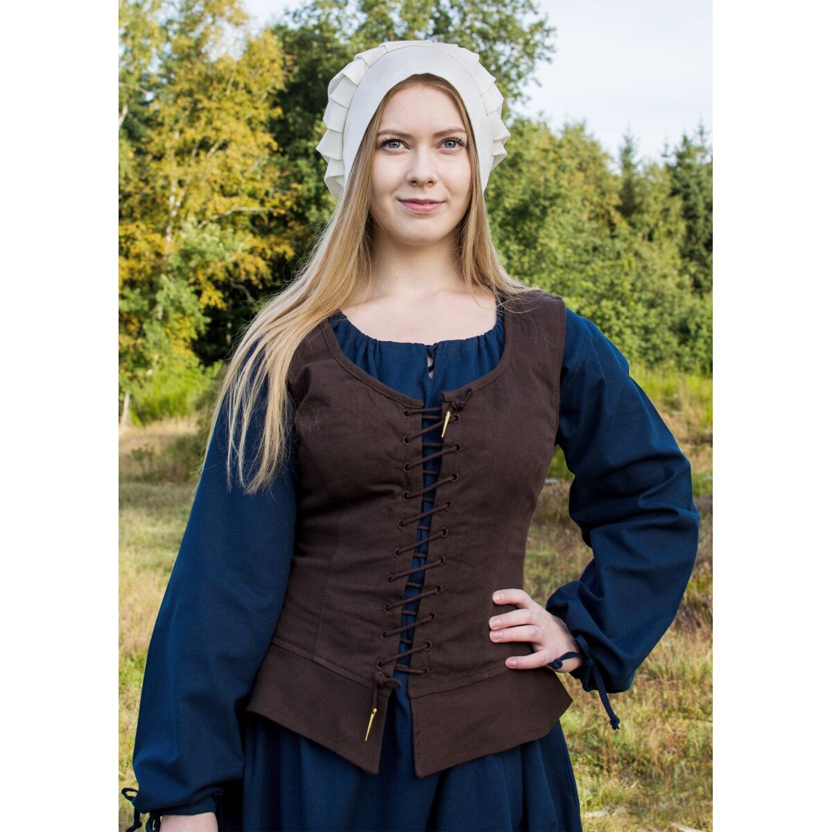 Middelalderkorsage/overdelsvest Tilda, brun, størrelse L