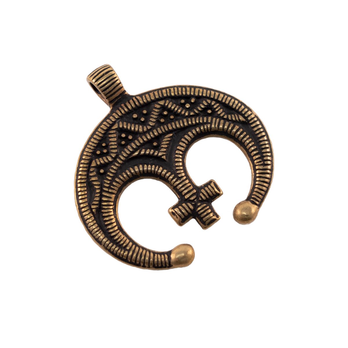 Månevedhæng i bronze "Lunula cross"