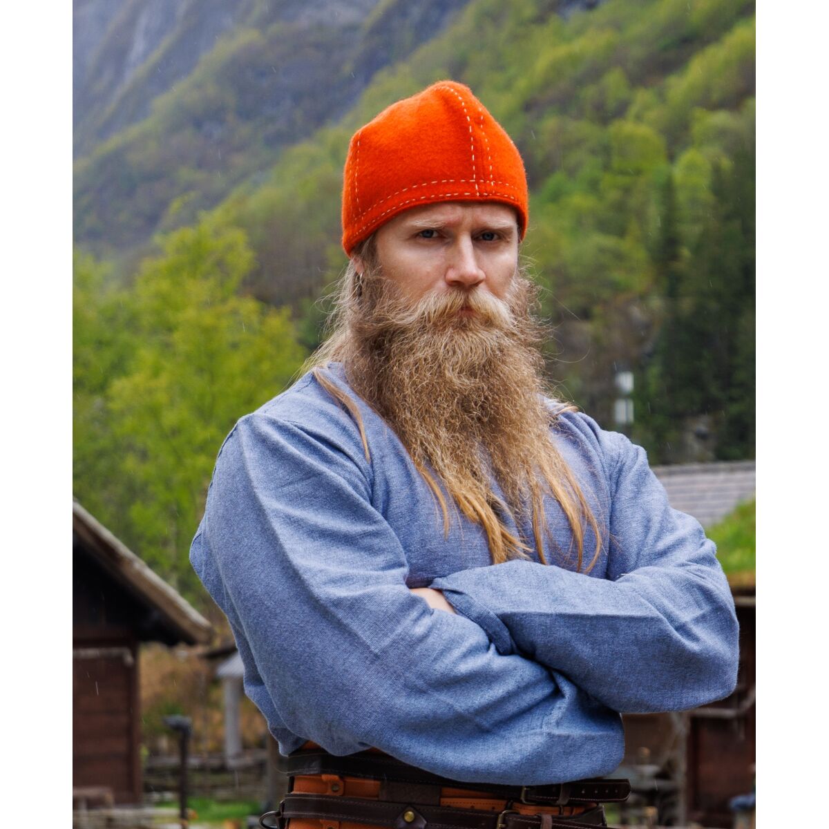 Vikingekasket i uld "Bork" orange