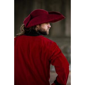 Hue af uldfilt, tricorn-hat, rød "Hugo"