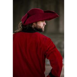 Hue af uldfilt, tricorn-hat, rød "Hugo"