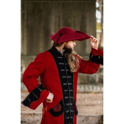 Hue af uldfilt, tricorn-hat, rød "Hugo"