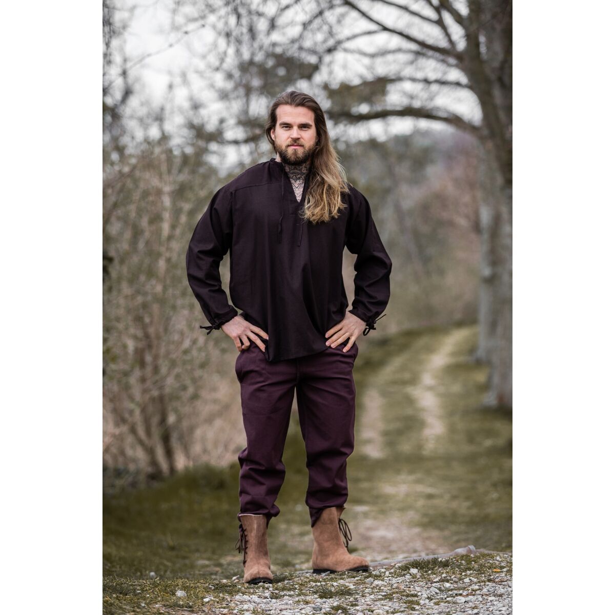 Middelalderskjorte brun "Bartholomeus" S