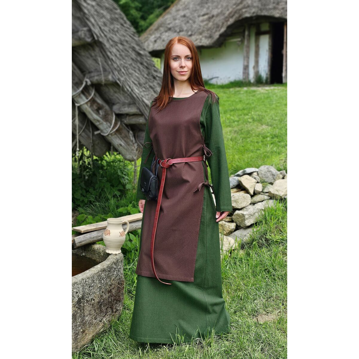 Klassisk vikingeoverkjole brun "Lykke" XXXL