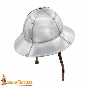 13. til 14. århundrede Kedelhat eller jernhat Infanterihjelm med læderforing 16 gauge (1,6 mm)