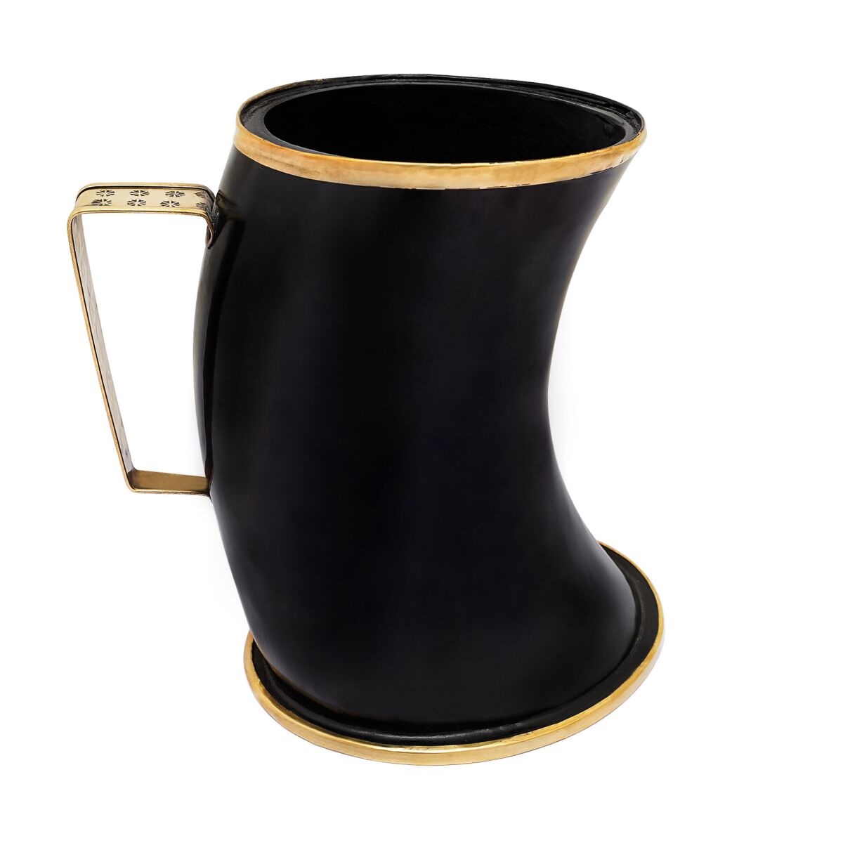 Hornkande med messingapplikationer og messinghåndtag ca. 900 ml