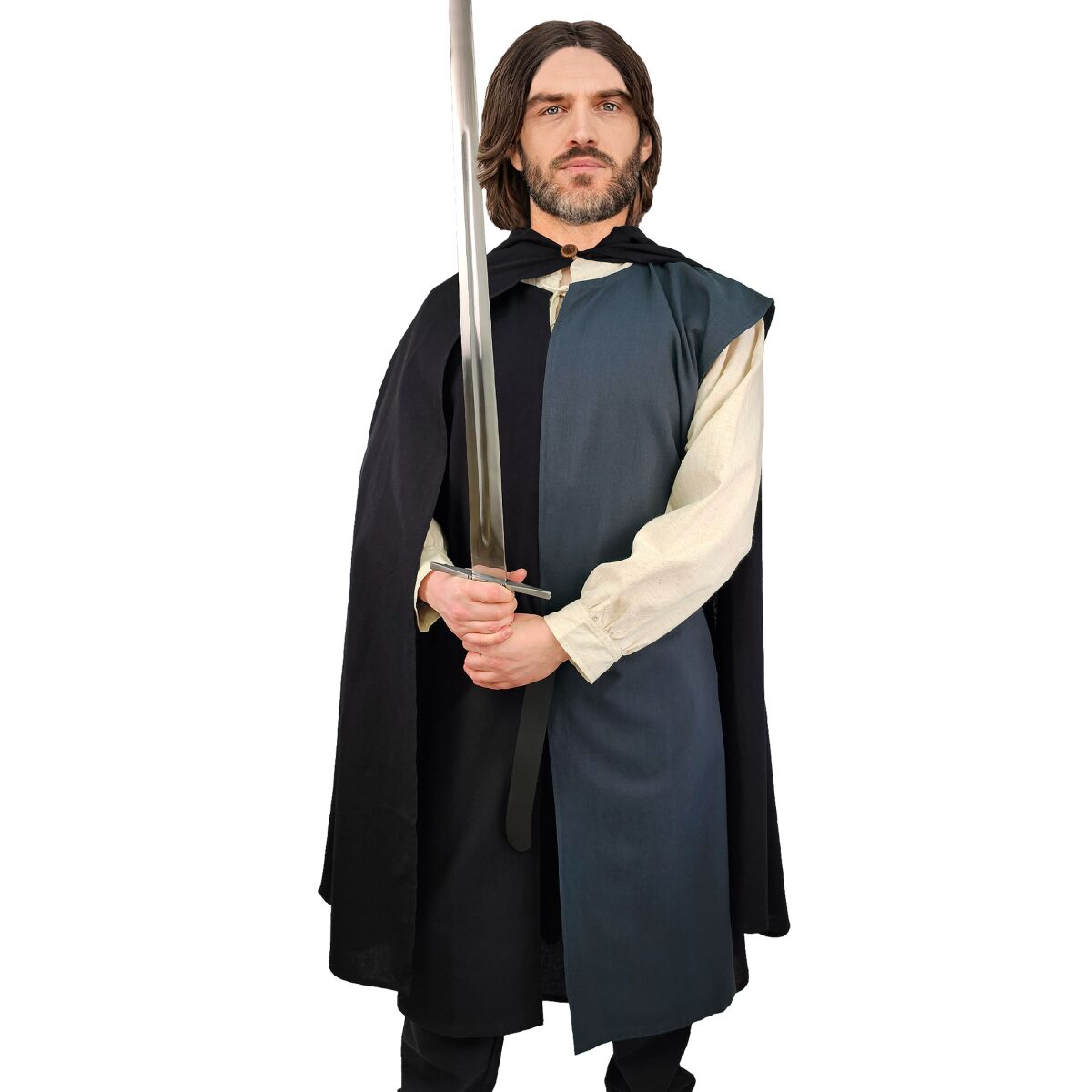 Middelalderlig tabard blå / sort "Enzio"