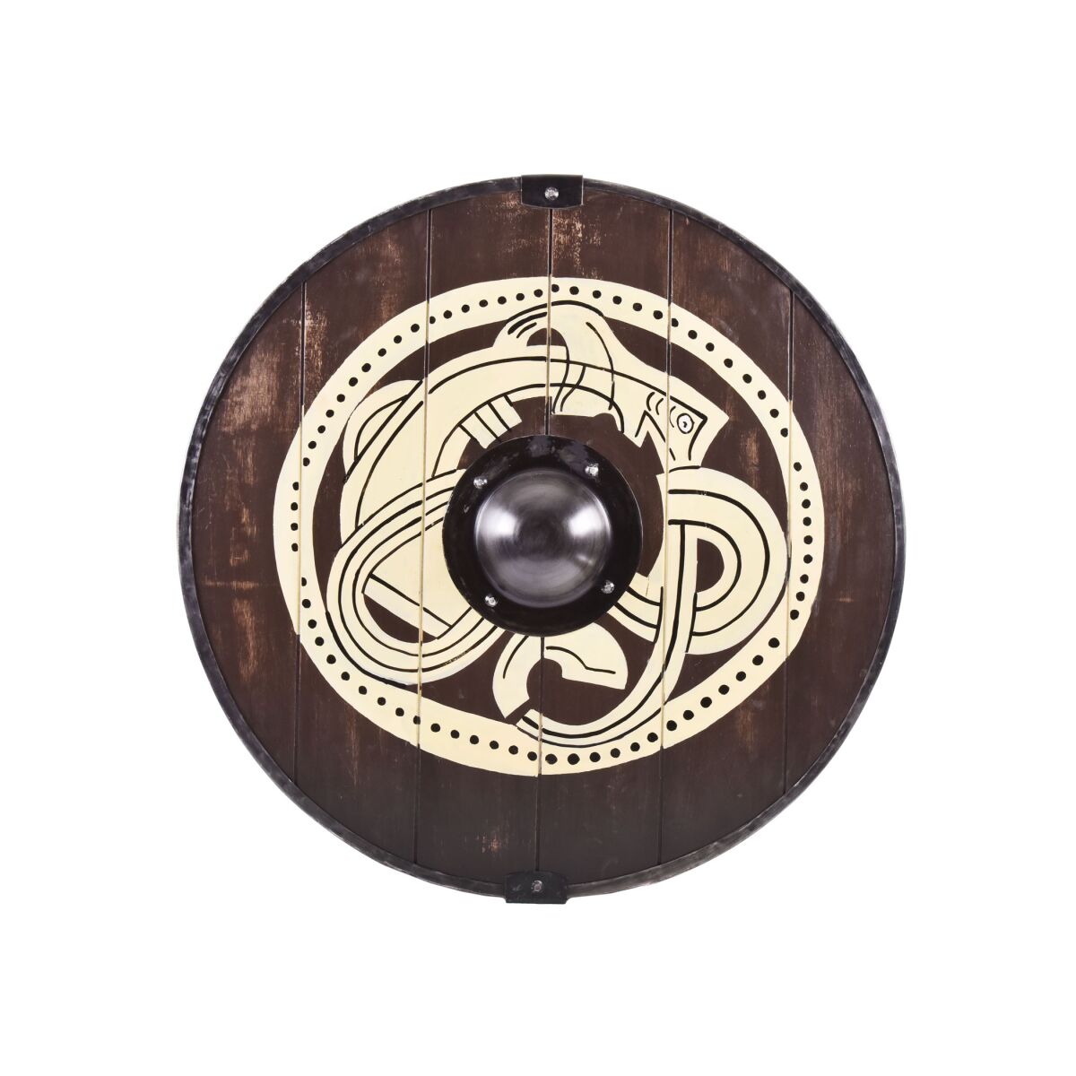 Vikingeskjold med grebdyrmotiv, håndmalet, 61 cm