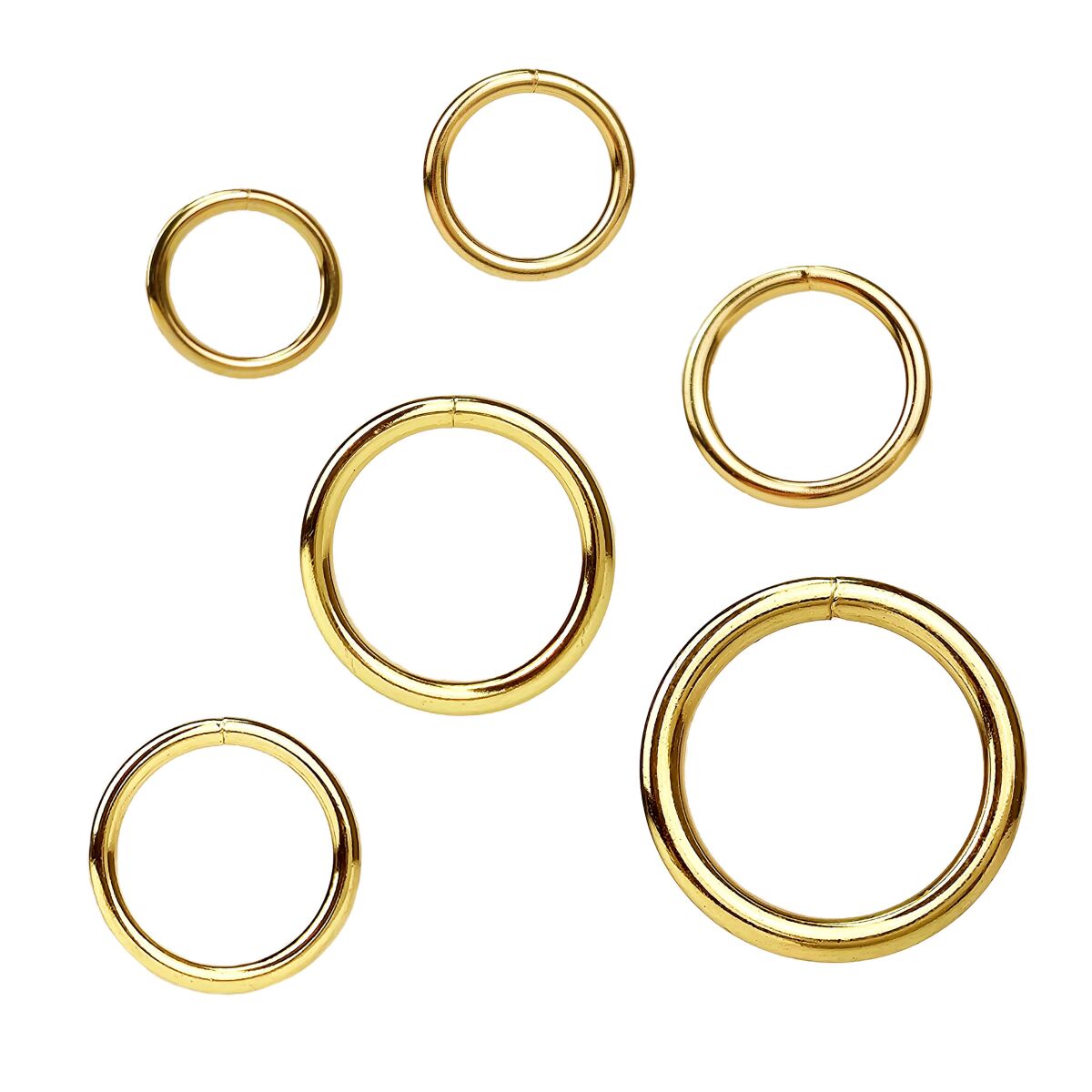 O-ring af stål, messingbelagt (remfordeler), forskellige størrelser