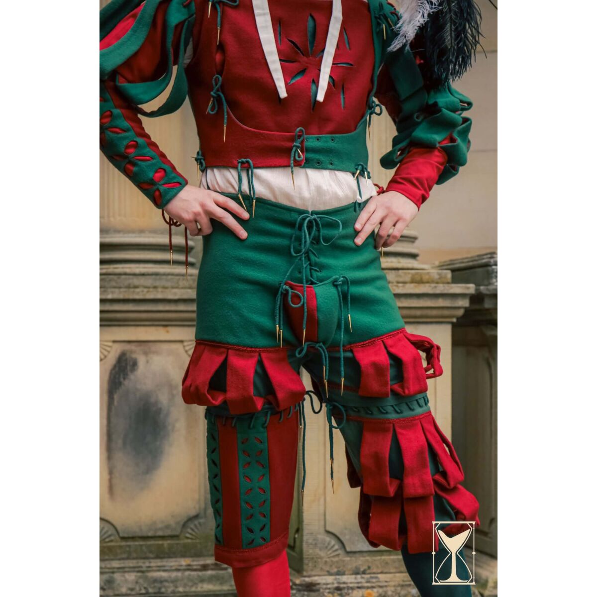 Landsknecht bukser Yoremade - Renæssance knickers grøn/rød