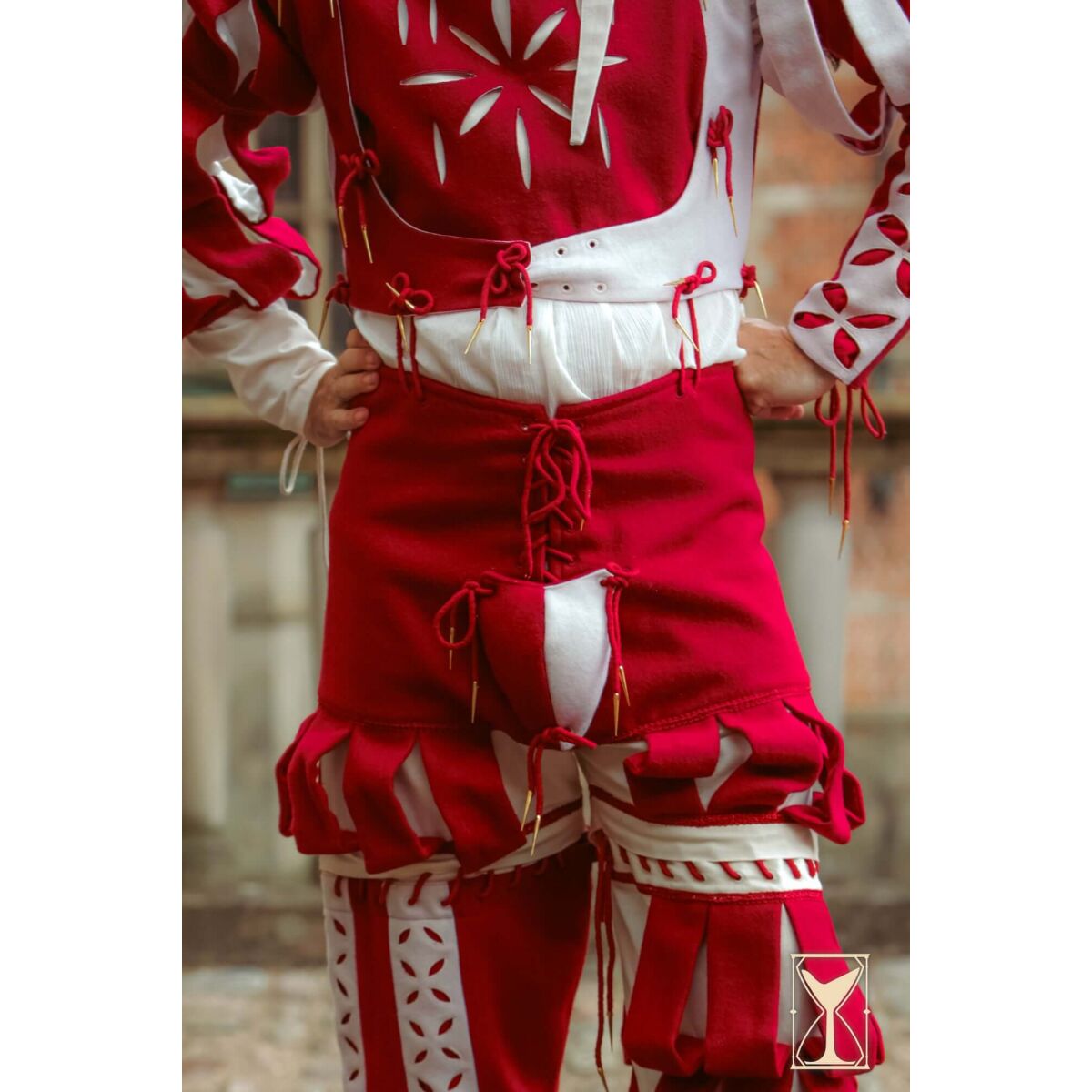 Landsknecht bukser hvid/rød Yoremade - Renæssan