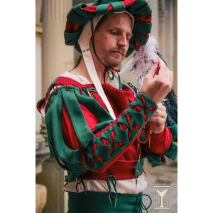 Landsknecht blomstret ærme grøn/rød -...