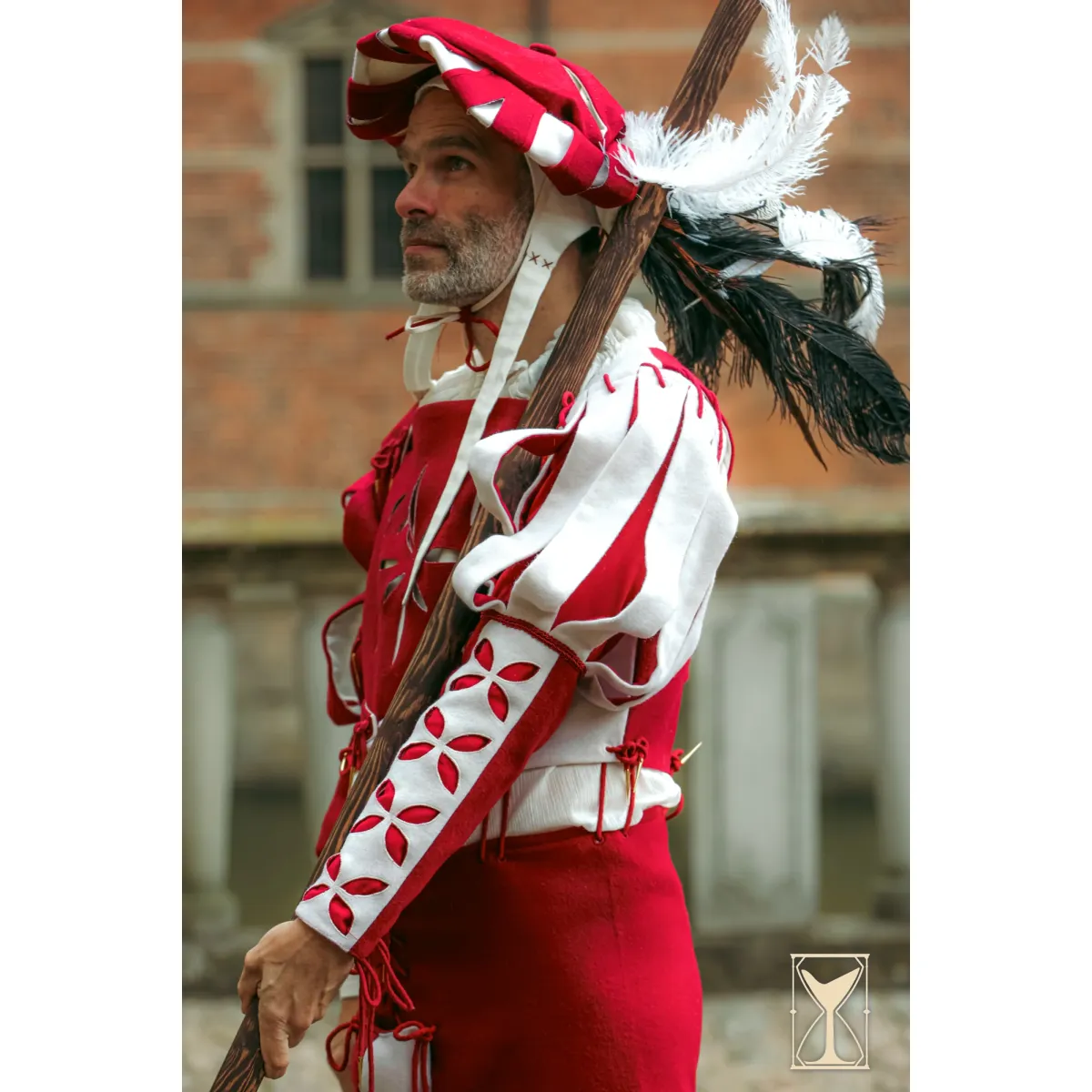 Landsknecht blomstret ærme hvid/r& box