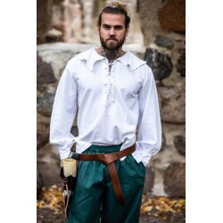 Hvid skjorte med rund krave »Athos« M, B-vare