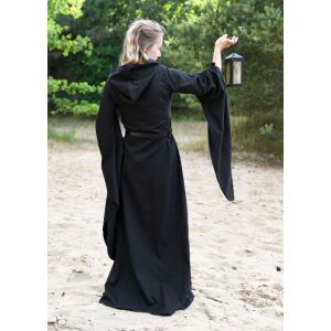 Middelalderkjole med trompetærmer, sort „Isra“ XL, B-vare