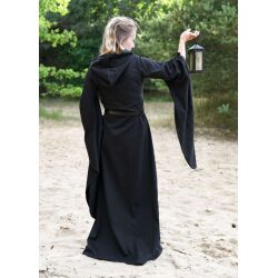 Middelalderkjole med trompetærmer, sort „Isra“ XL, B-vare