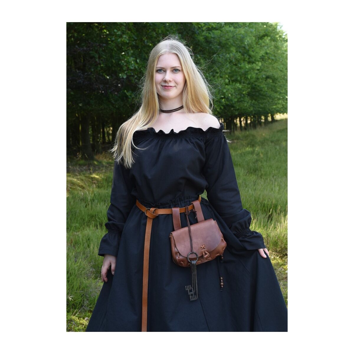 Markedsført middelalderbluse eller piratbluse Carmen sort